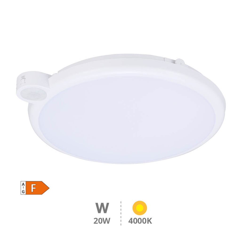 Plafon teto LED Kamina com sensor movimento e crepuscular 20 W 4000 K