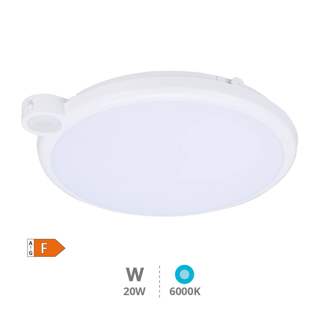 Kamina LED ceiling lamp with motion and twilight sensor 20W 6000K