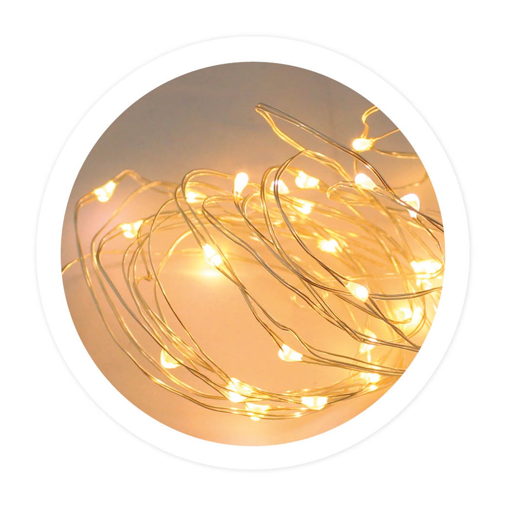 2M Copper LED garland 2xCR2032 Warm White