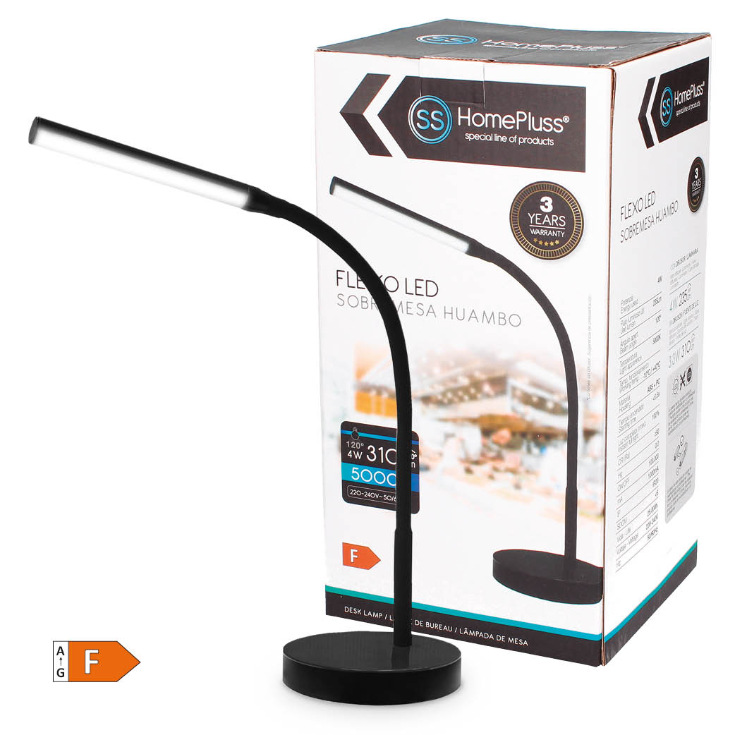 Lampe de bureau à bras articulé LED Huambo 4 W Noire