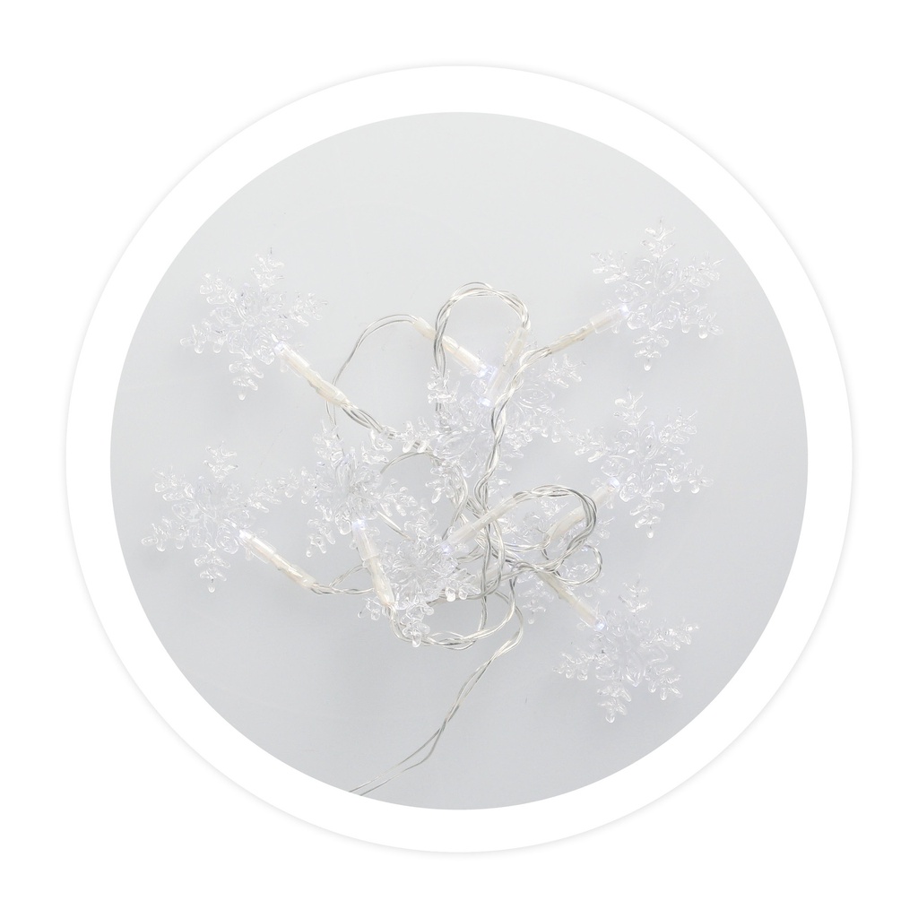 1,35M Sheer LED snowflakes garland Cool White