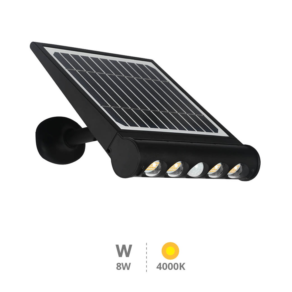 Aplique solar LED Tombua con sensor movimiento y crepuscular 8W 4000K Negro