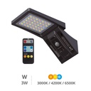 Aplique solar LED Ganda con sensor movimiento y crepuscular 3W 3000 - 4200 - 6000K