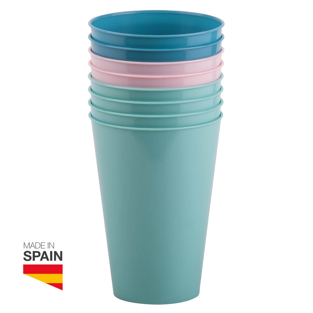 Set of 8 reusable glasses 450ml