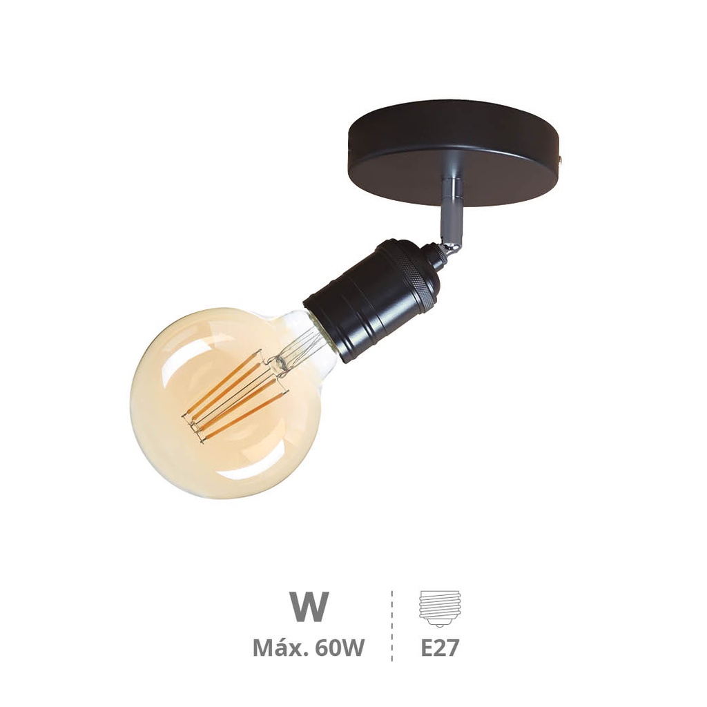 Sarkka single ceiling spotlight Series E27 Black