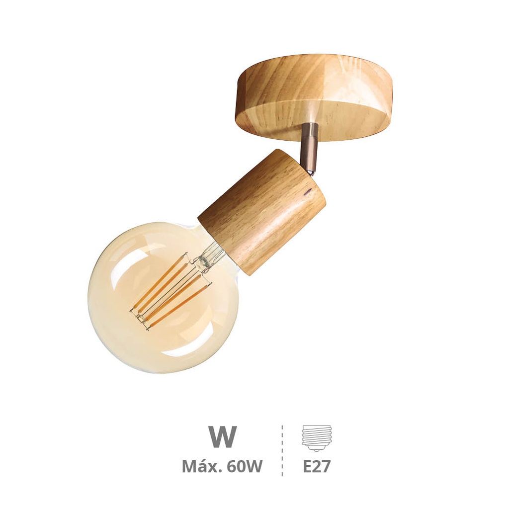 Kestila single ceiling spotlight Series E27 Wood