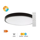 Plafón techo LED Andra redondo 24W 3000K a 6500K IP44 regulable Negro