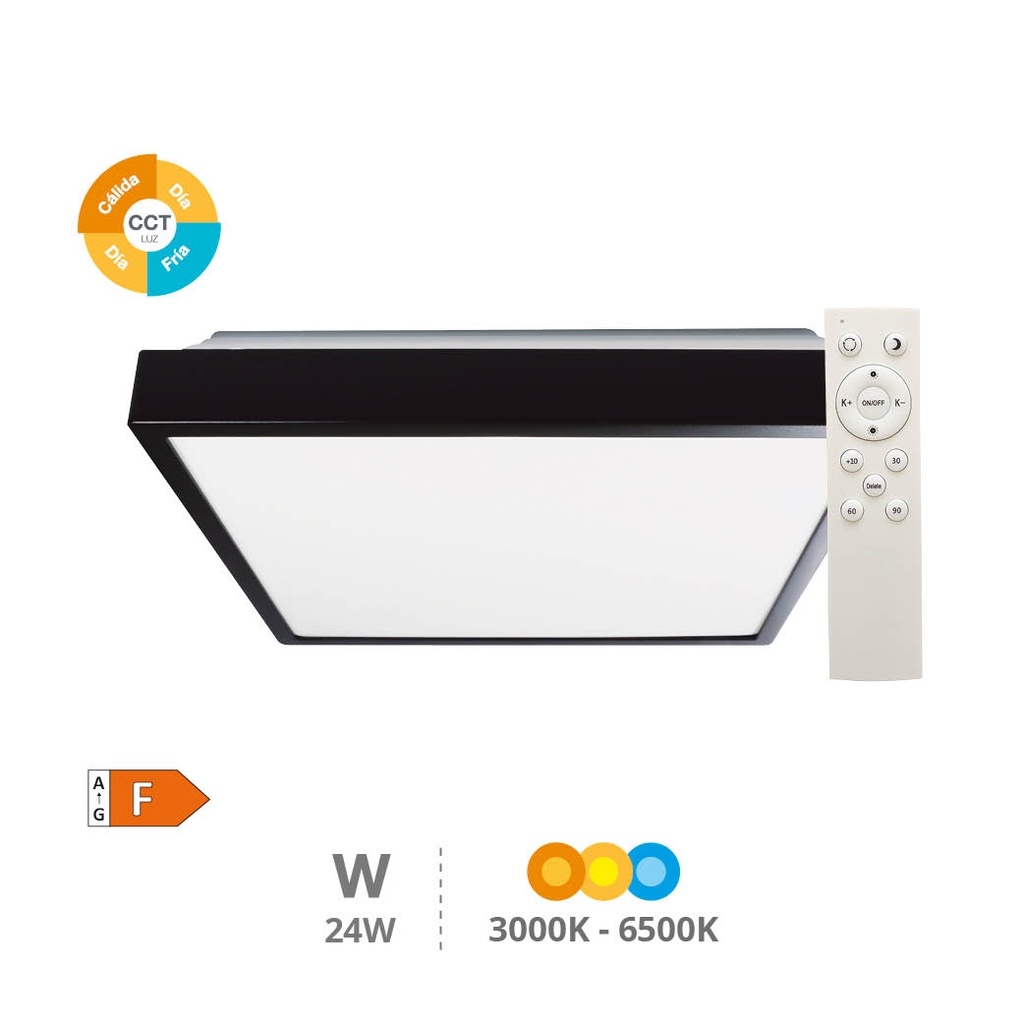 Andra LED Ceilingh Light squared 30W 3000K - 6500K Black