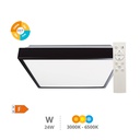 Plafonnier LED Andra carré 30 W 3000K à 6500K IP44 réglable noir