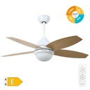 Ventilateur de plafond avec commande 42' CCT 4 ailes réversibles Effet bois blanc/hêtre