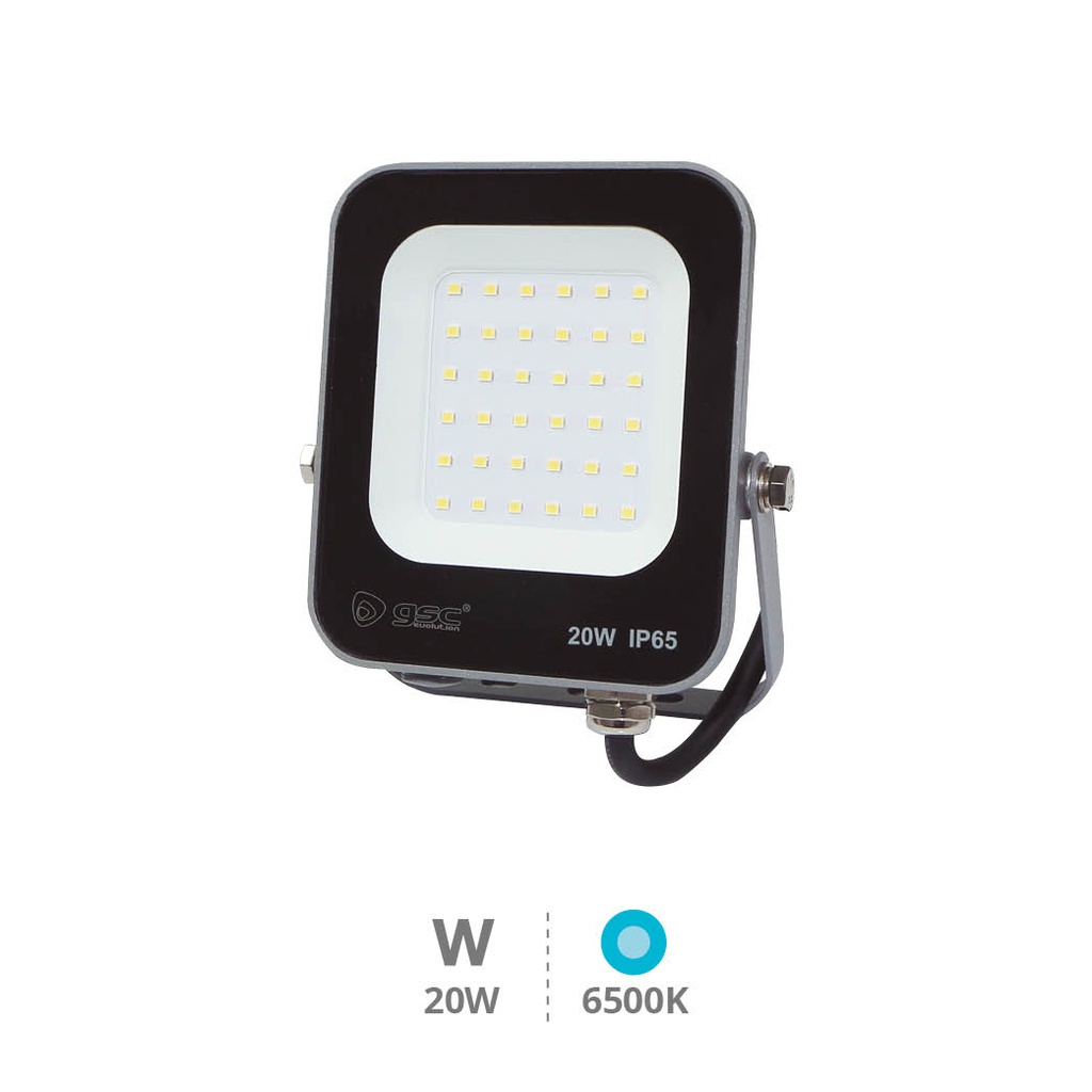 Tandur aluminum LED floodlight 20W 6500K IP65 Black