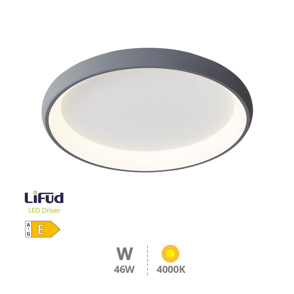 Plafon teto LED Simola quadrado 46 W 4000 K Cinzento