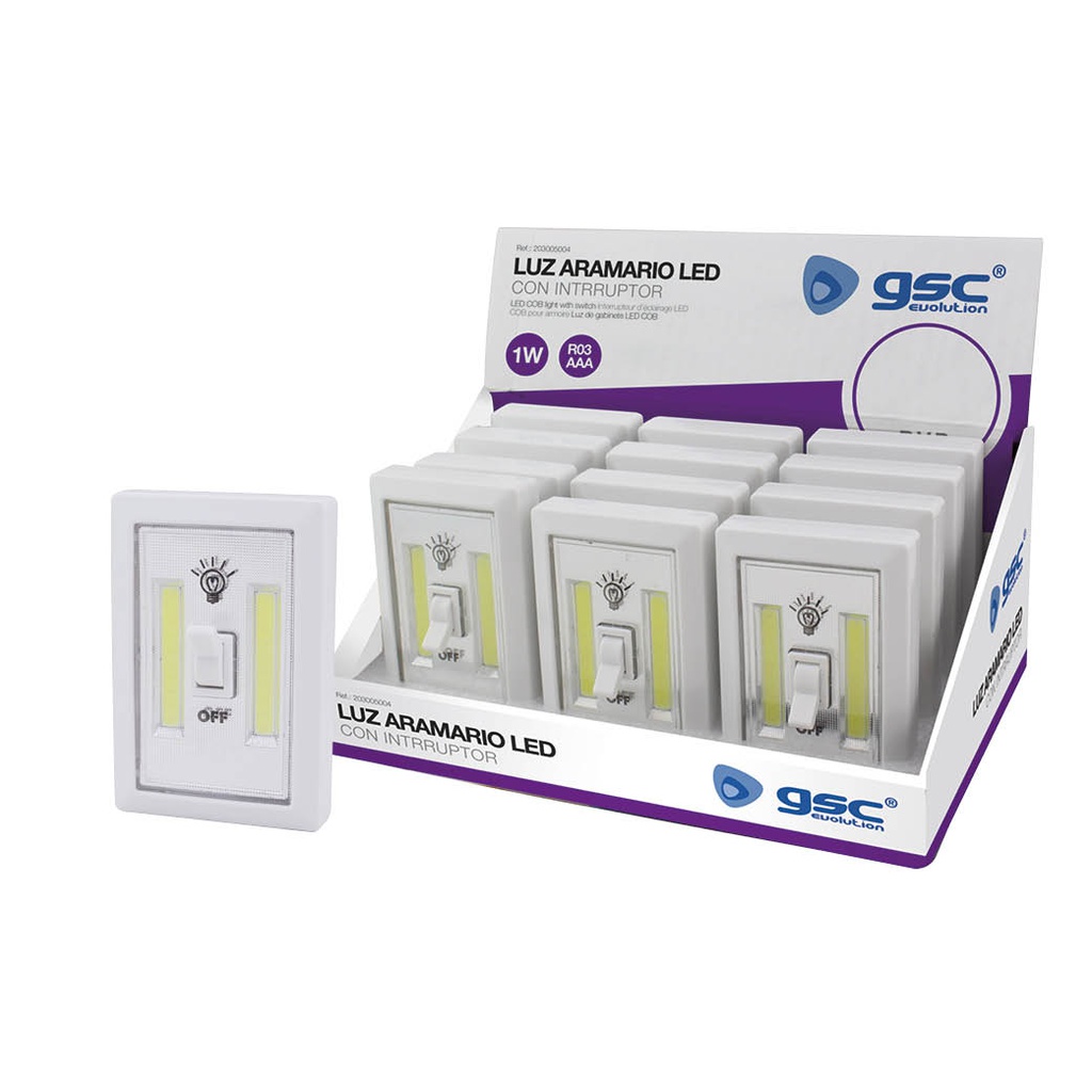 Luz armario LED COB 1W - 12uds caja exp