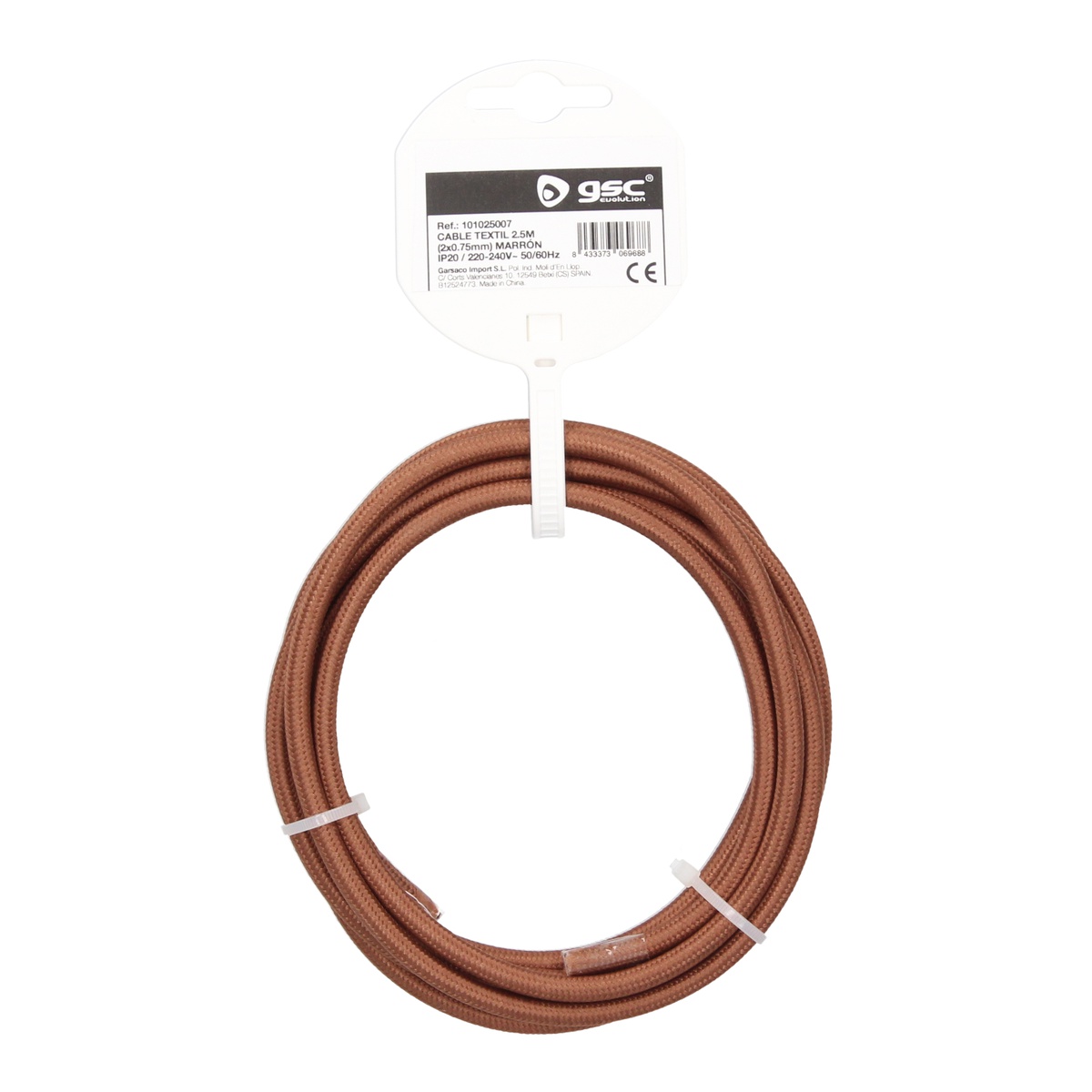 Câble en tissu 2,5 M (2x0,75 mm) Marron