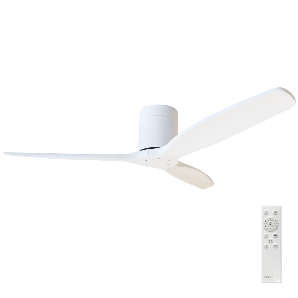 Ventilador de teto Mucari com controlo remoto Ø132 3 pás DC Branco