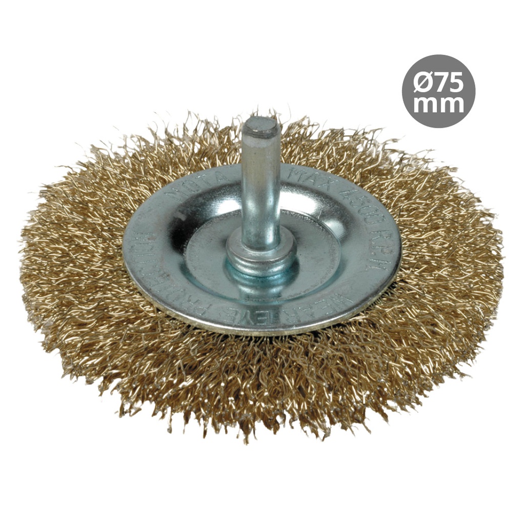 Brosse circulaire à fil métal avec goujon 75mm