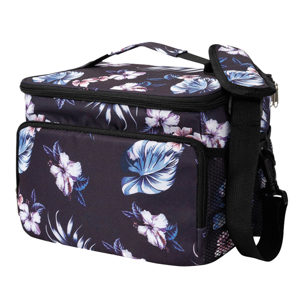 Sac thermique porte-aliments 8,5 L Noir avec fleurs