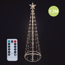 Árbol LED 1.2M USB + mando. 8 funciones. Luz cálida. IP44.