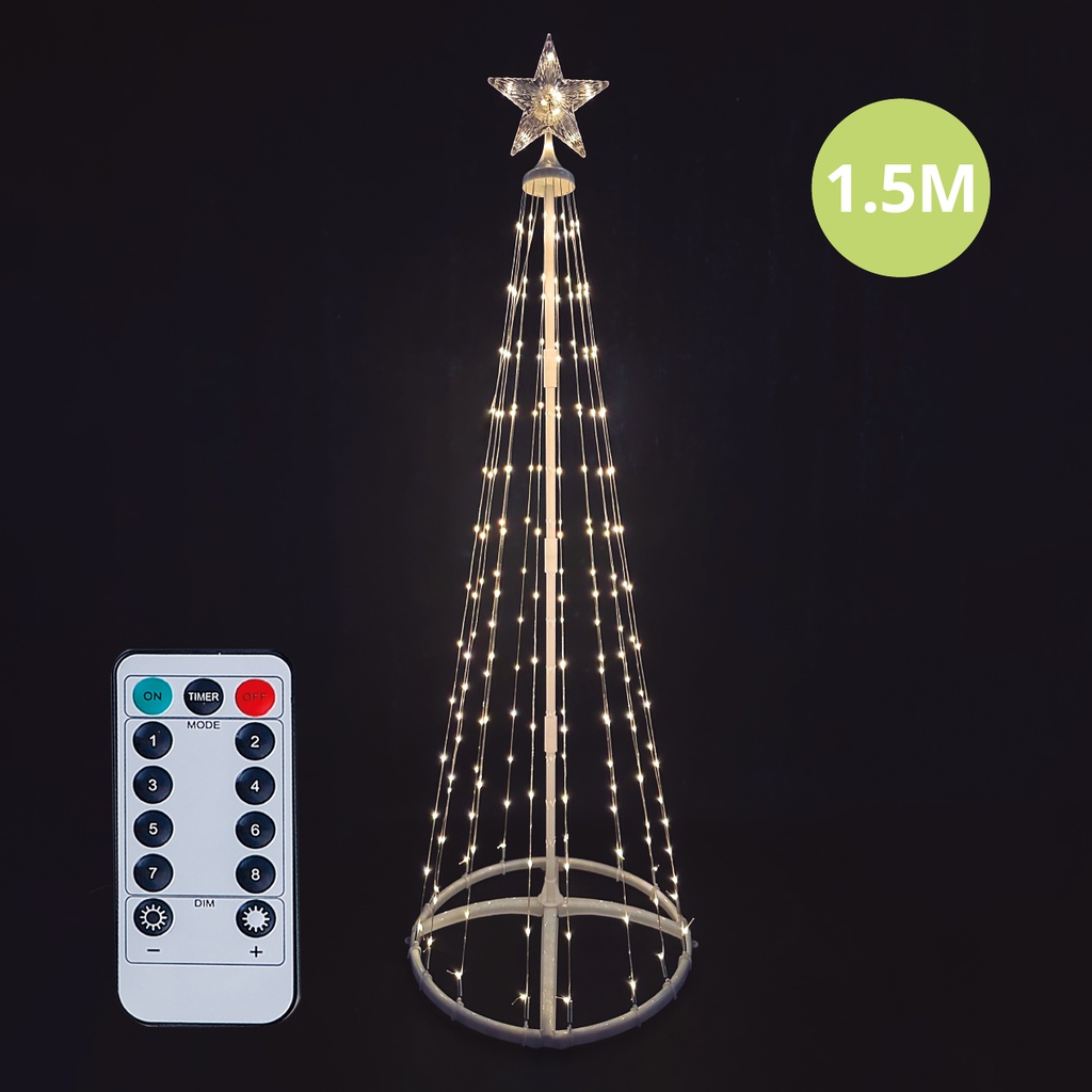 Arbre LED 1,5 M USB + commande. 8 fonctions. Lumière chaude. IP44