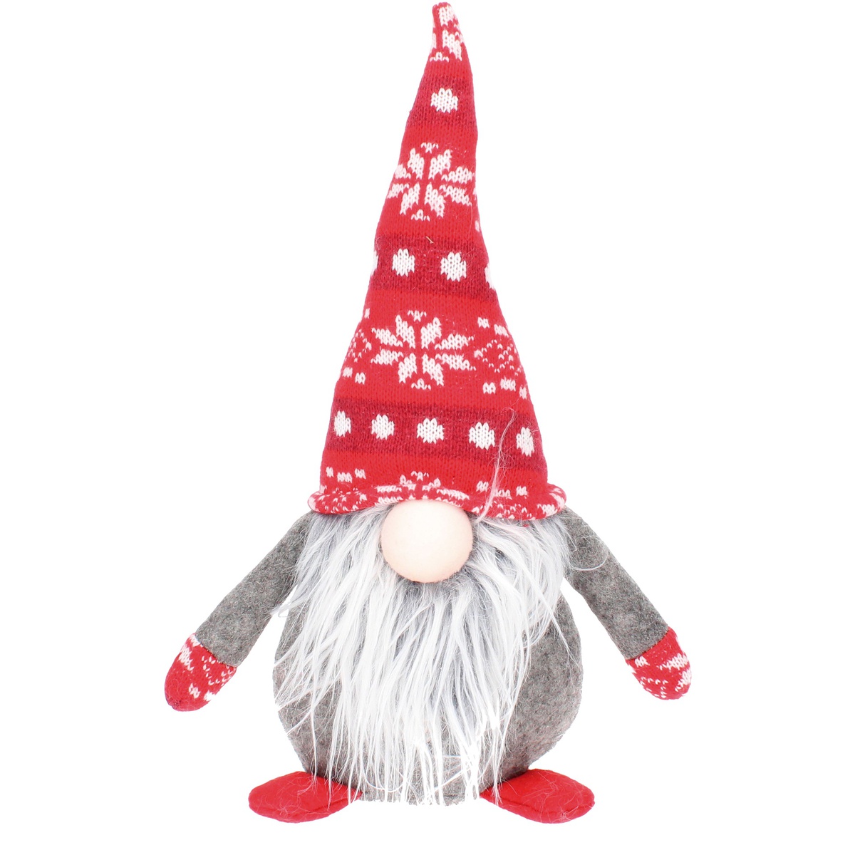 Sitting LED Christmas gnome Hagin 26cm 2xCR2032 Red and grey