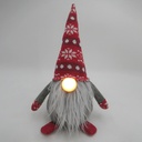 Gnomo de navidad LED sentado Hagin 36cm 2xCR2032 Rojo y gris