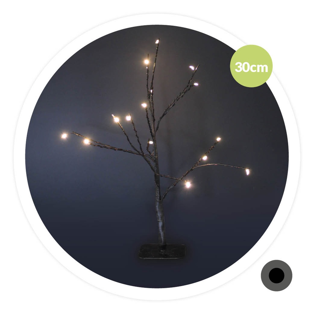 Árbol decorativo LED Cumia 30cm 2xAA Negro