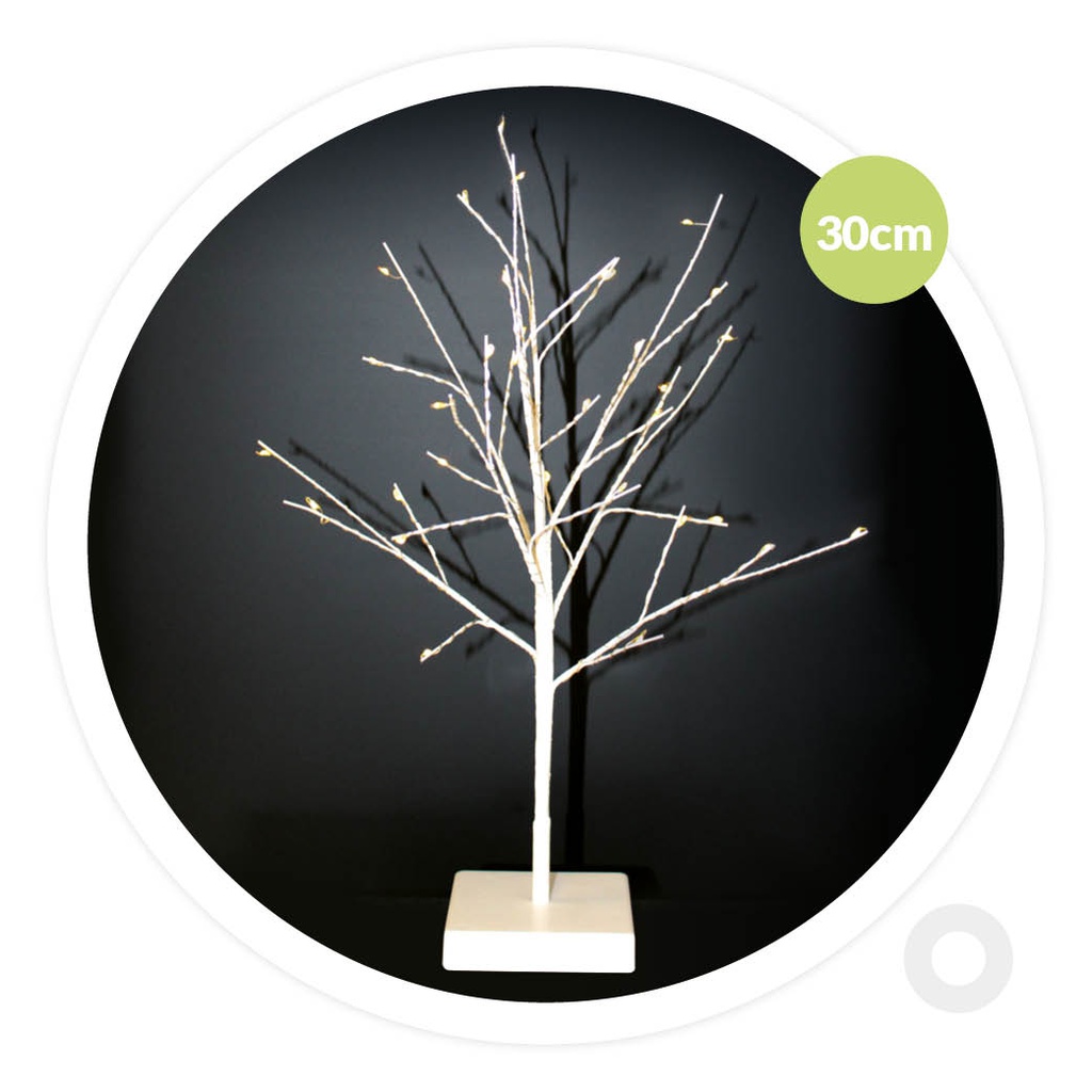 Árbol decorativo LED Cumia 30cm 2xAA Blanco