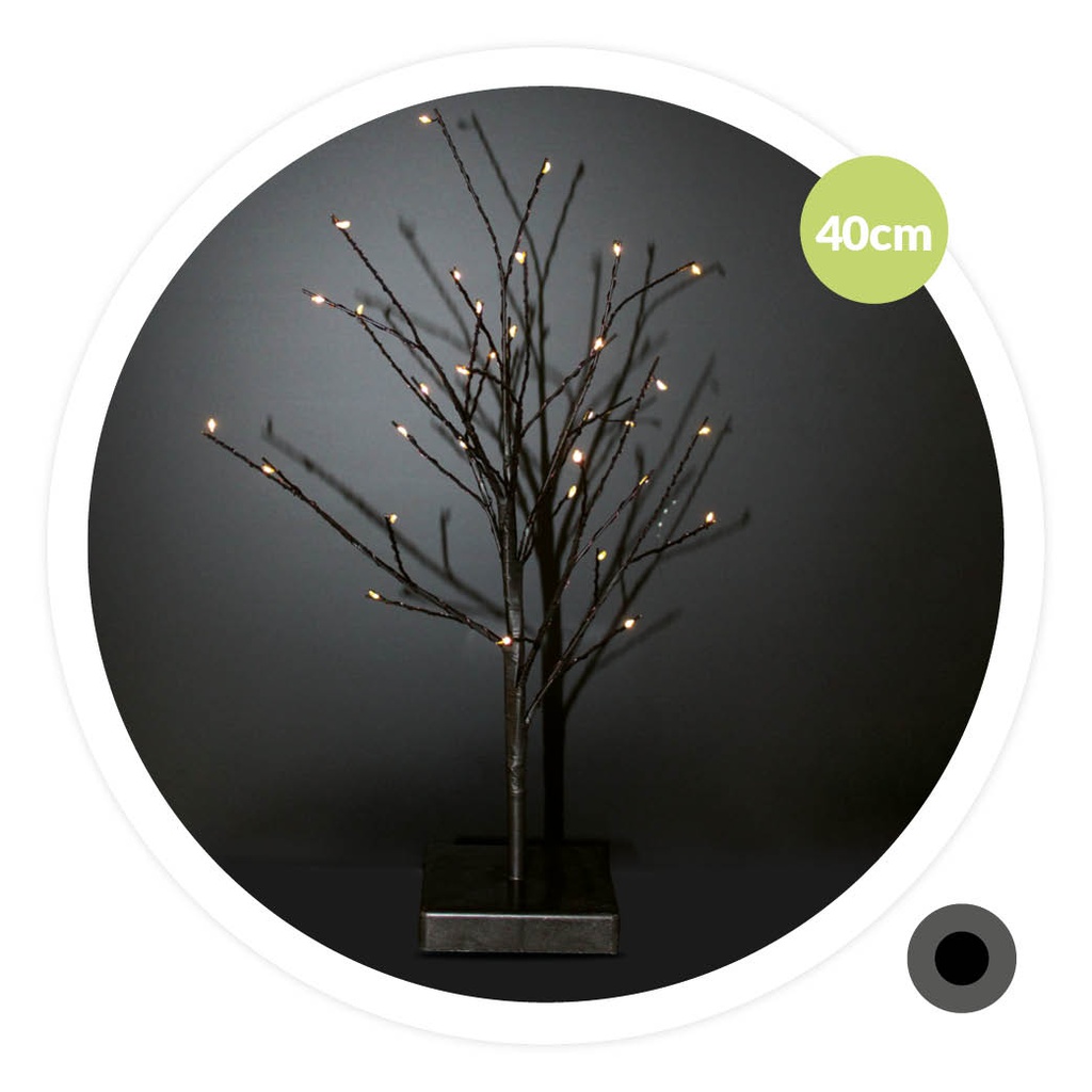 Arbre décoratif LED Cumia 40cm 3xAA noir