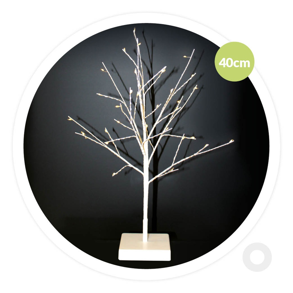 Árbol decorativo LED Cumia 40cm 3xAA Blanco