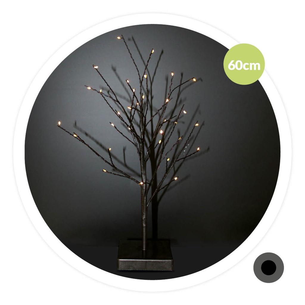 Árbol decorativo LED Cumia 60cm 3xAA Negro