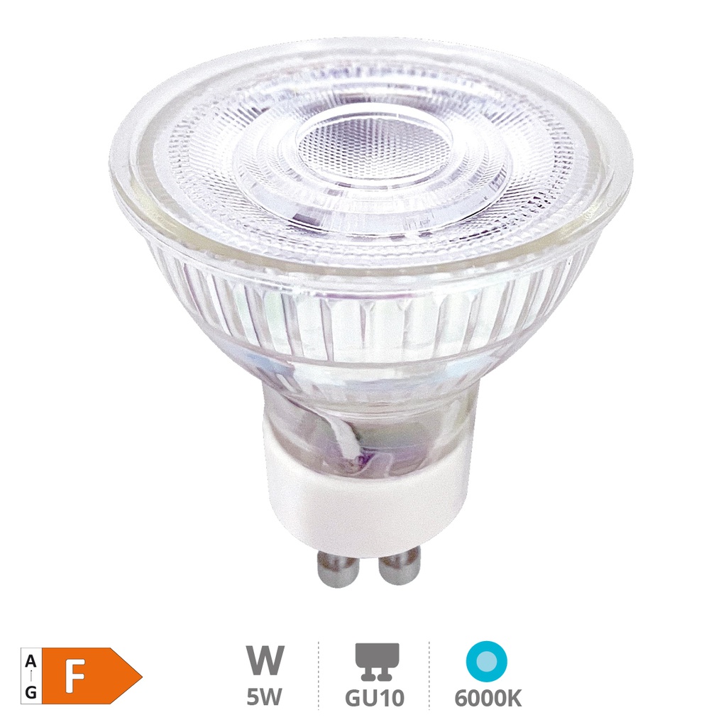 Bombilla LED dicroica cristal 38º 5W GU10 6500K