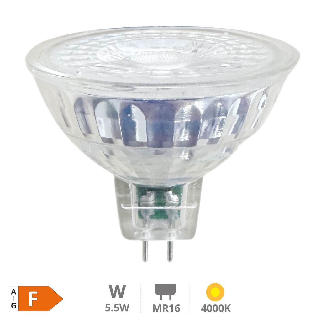 Bombilla LED dicroica cristal 38º 5,5W MR16 4000K