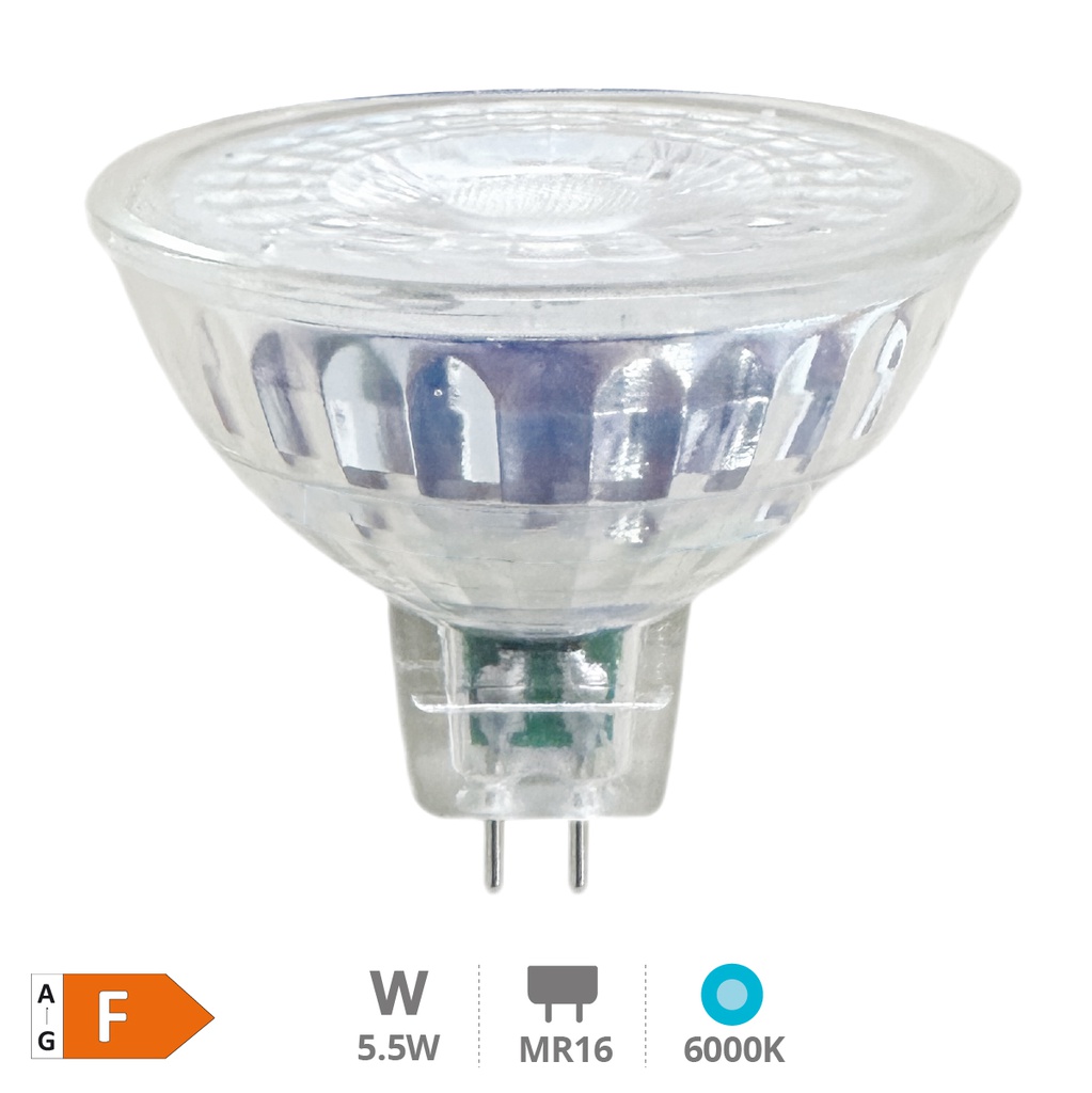 Bombilla LED dicroica cristal 38º 5,5W MR16 6500K