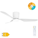 Ventilador de teto Solesia com luz CCT regulável e controlo remoto Ø132 3 pás DC Branco