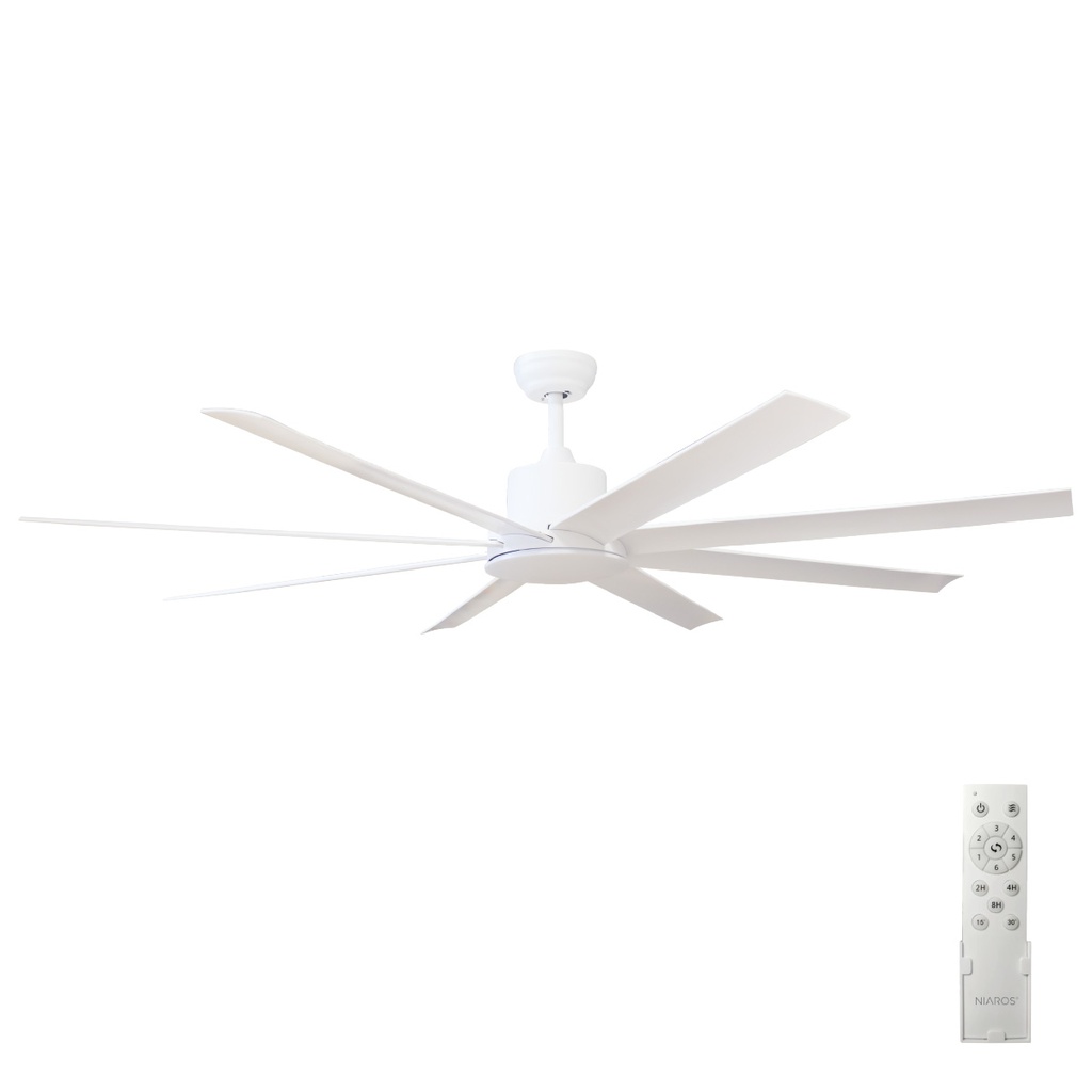 Ventilador de teto Diongo com controlo remoto Ø165 8 pás DC Branco