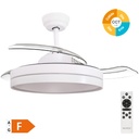 Ventilador techo Lugela con luz CCT regulable y mando Ø107 3 aspas retráctiles DC Blanco