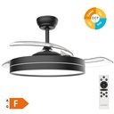 Lugela 42' DC ceiling fan with remote control CCT 3 retractable blades transparent Black