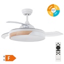 Ventilador techo Likasi con luz CCT regulable y mando Ø107 3 aspas retráctiles DC Blanco