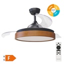 Ranta 42' DC ceiling fan with remote control CCT 3 retractable blades transparent Wood Walnut/Black