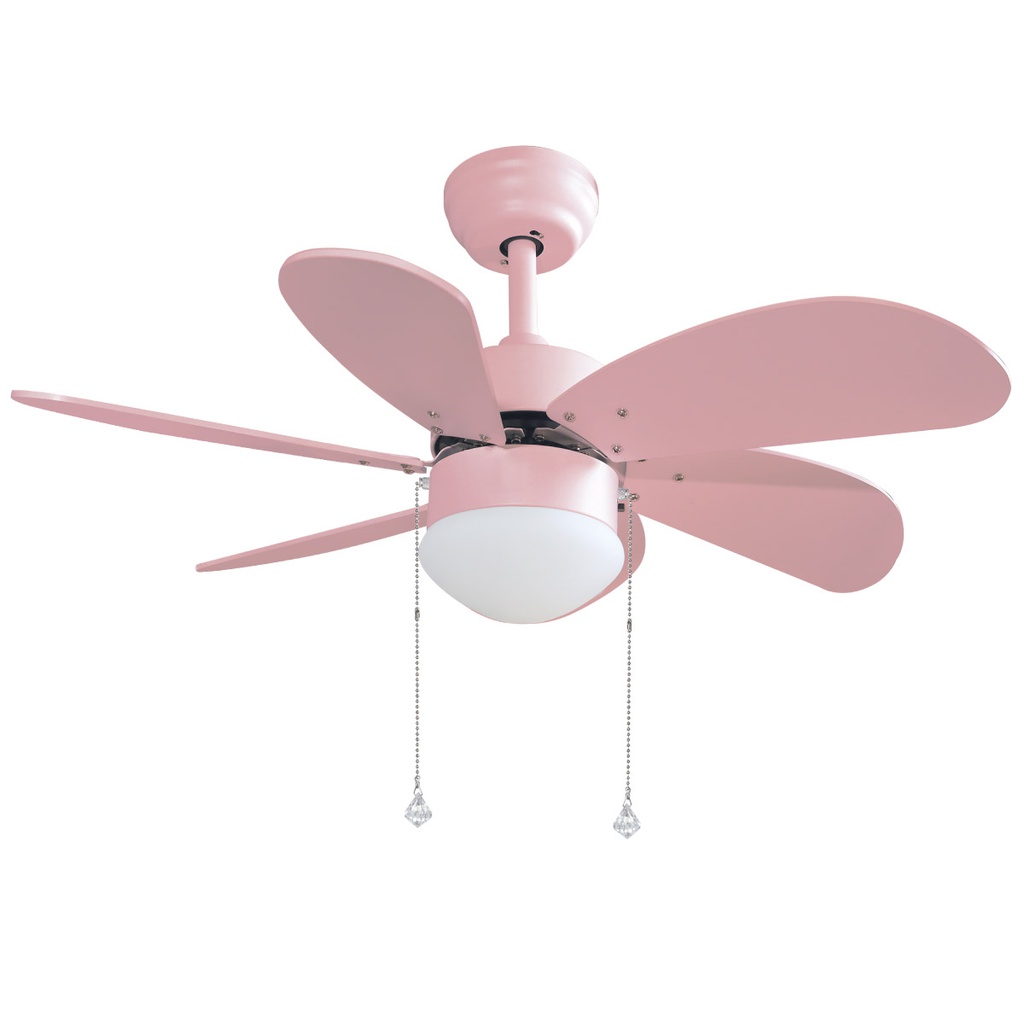 Ventilador de teto Larde 2xE27 Ø82 6 pás DC Rosa