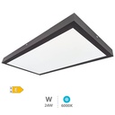 Panel superficie LED rectangular Kisongo 60x30cm 24W 6000K Negro