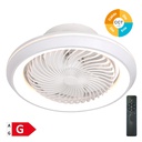 Ventilador de teto rotativo Bhoor com luz CCT regulável e controlo remoto Ø50 7 pás DC Branco