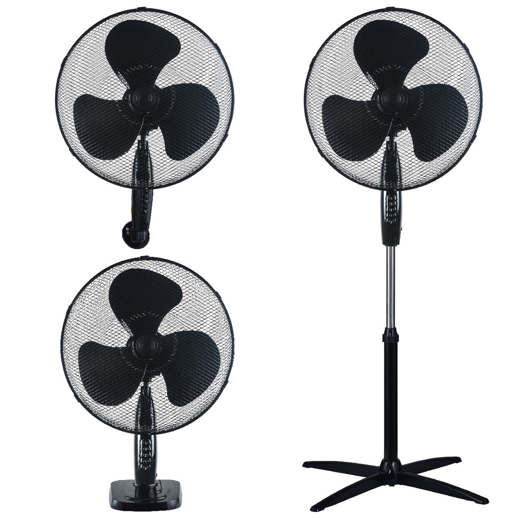 3 in 1 fan (table, wall, stand) 43cm Ø 45W Black