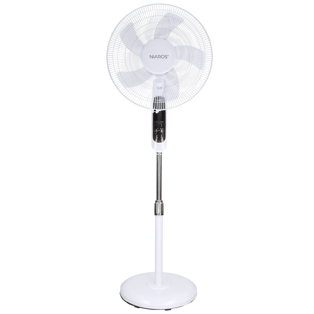 Ventilador de pie Lungra con mando y temporizador Ø43cm 50W Blanco