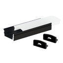 Kit 2M surface aluminum profile for LED strips up to 12mm Black