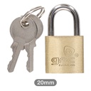 Brass padlock short neck steel 20mm 2 keys - BOX OF 12