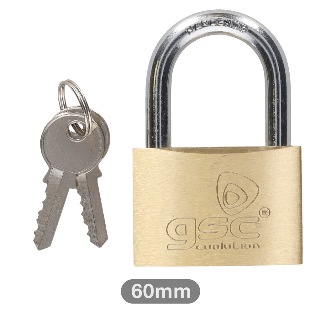 Brass padlock short neck steel 60mm 2 keys - BOX OF 6