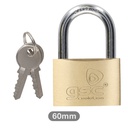 Brass padlock short neck steel 60mm 2 keys - BOX OF 6