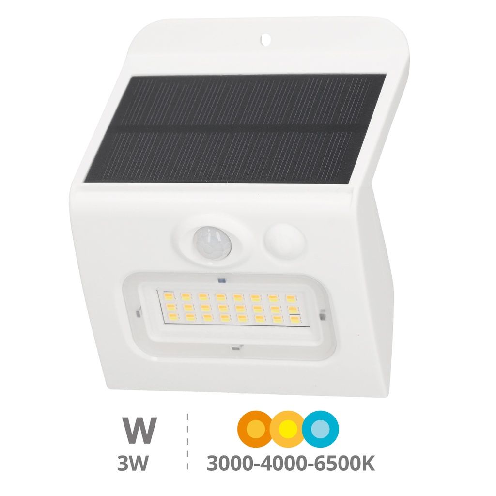 Aplique solar LED Egoda con sensor de movimiento y crepuscular 3W 3000 - 4000 - 6500K Blanco