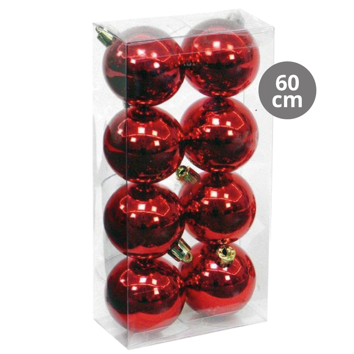 Pack 8 bolas Navidad 6cm ACABADO BRILLO ROJO